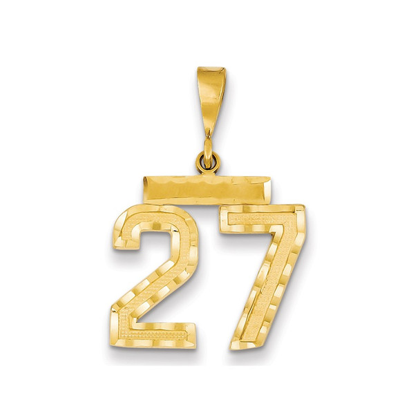 14k Yellow Gold Medium Diamond-Cut Number 27 Charm