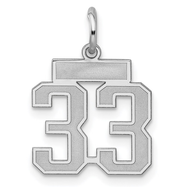 Sterling Silver Rhodium-plated Small Satin Number 33 Charm