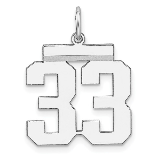 Sterling Silver Rhodium-plated Medium Polished Number 33 Charm