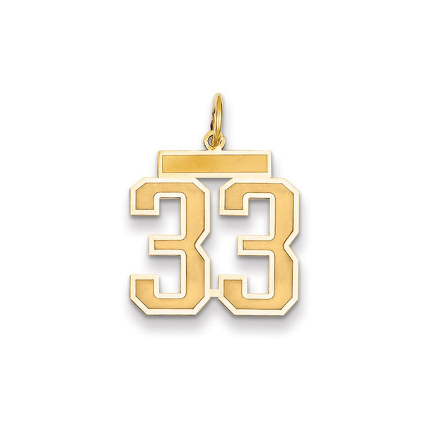 14k Yellow Gold Medium Satin Number 33 Charm