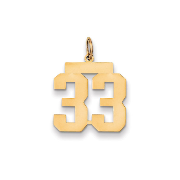 14k Yellow Gold Medium Polished Number 33 Charm LM33
