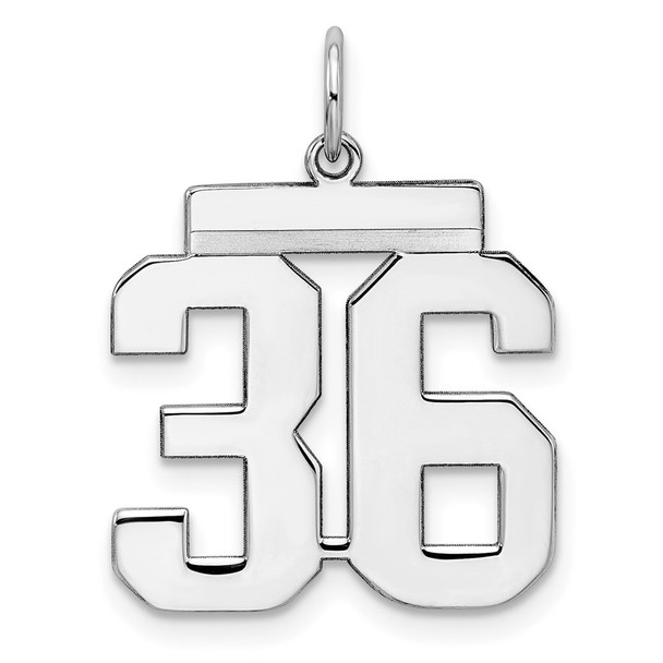 Sterling Silver Rhodium-plated Medium Polished Number 36 Charm