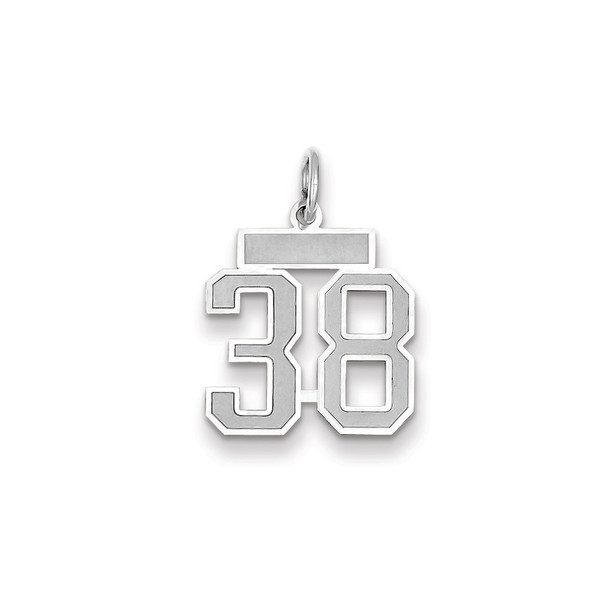 14k White Gold Small Satin Number 38 Charm