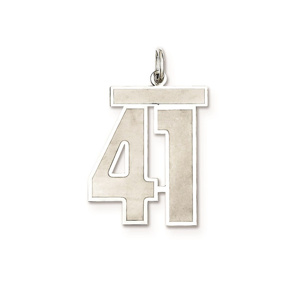 Sterling Silver Rhodium-plated Large Satin Number 41 Charm