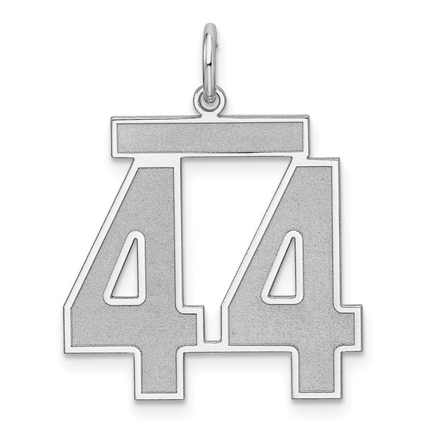 Sterling Silver Rhodium-plated Large Satin Number 44 Charm