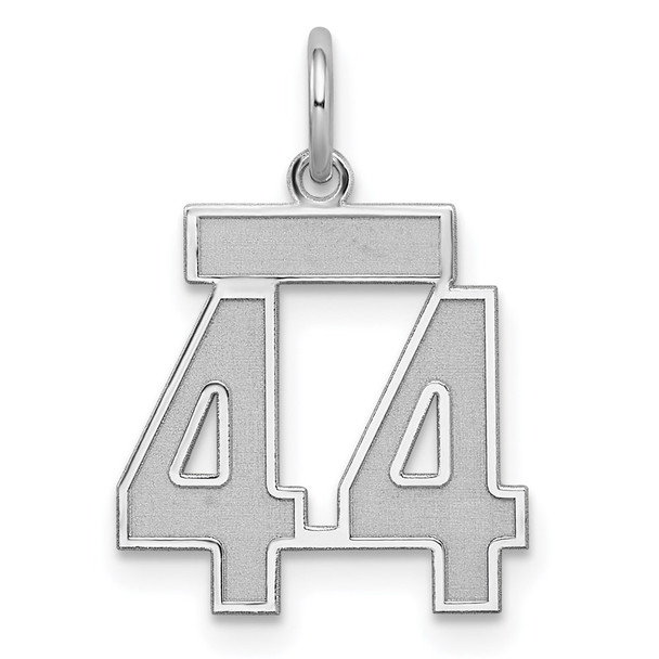 Sterling Silver Rhodium-plated Small Satin Number 44 Charm