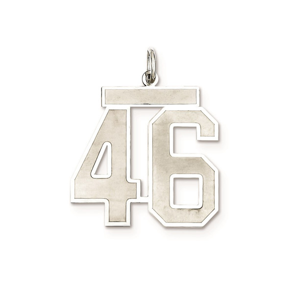 Sterling Silver Rhodium-plated Large Satin Number 46 Charm