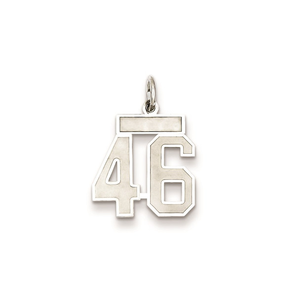 Sterling Silver Rhodium-plated Small Satin Number 46 Charm