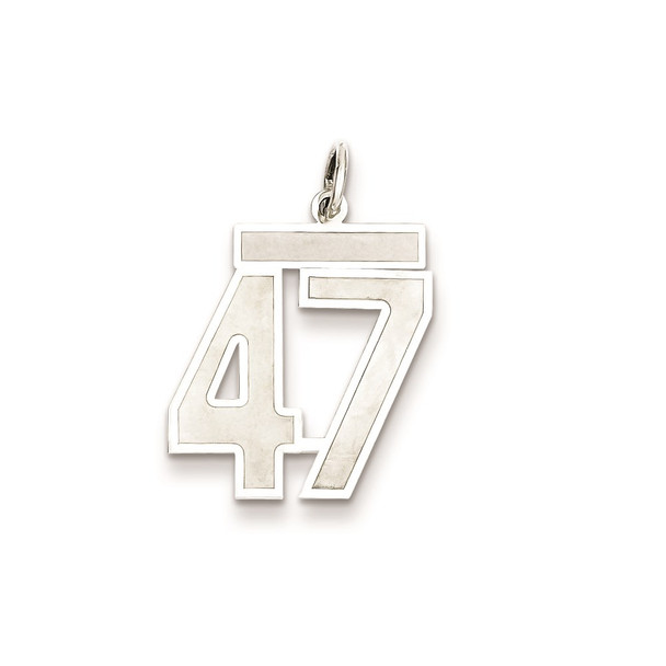 Sterling Silver Rhodium-plated Medium Satin Number 47 Charm