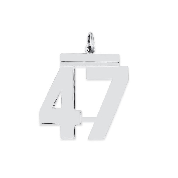 Sterling Silver Rhodium-plated Large Polished Number 47 Charm