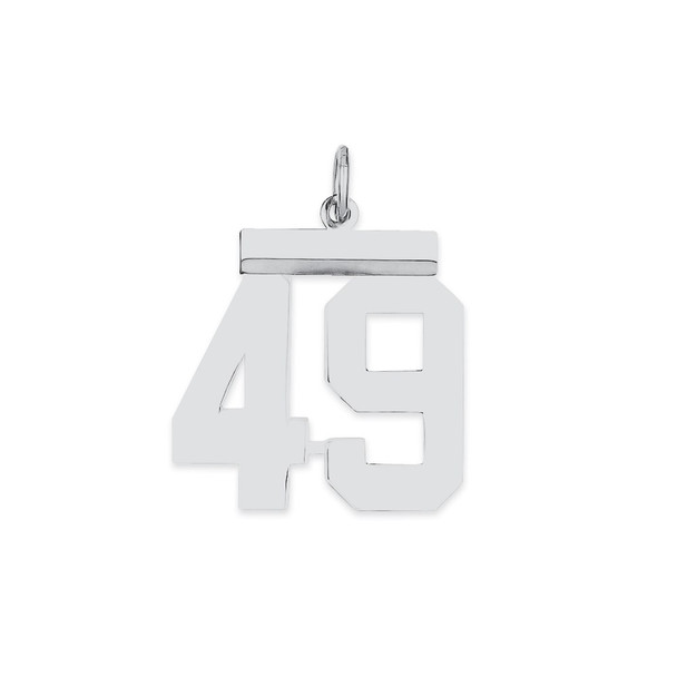 Sterling Silver Rhodium-plated Medium Polished Number 49 Charm