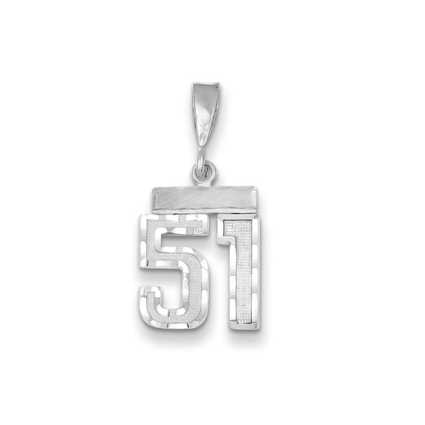 14K White Gold Small Diamond-cut Number 51 Charm
