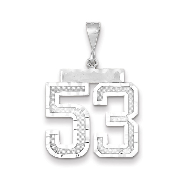 14k White Gold Large Diamond-Cut Number 53 Pendant