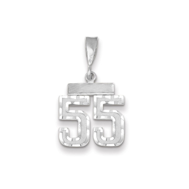 14K White Gold Small Diamond-cut Number 55 Charm