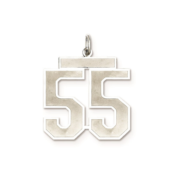 Sterling Silver Rhodium-plated Large Satin Number 55 Charm