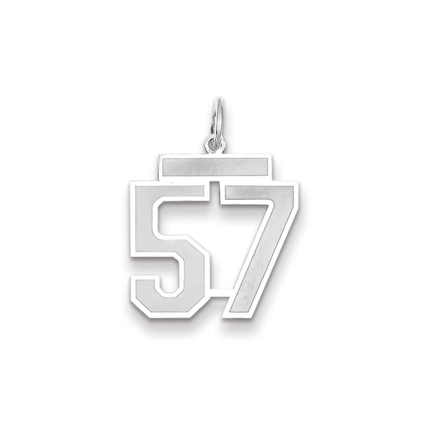 14k White Gold Medium Satin Number 57 Charm