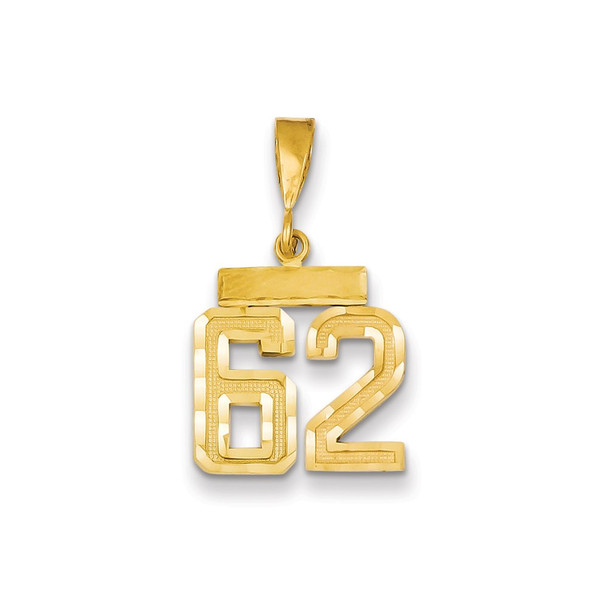 14k Yellow Gold Small Diamond-Cut Number 62 Charm