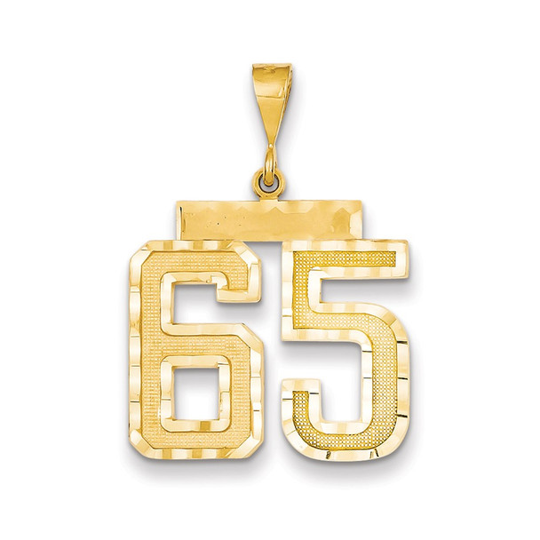 14k Yellow Gold Large Diamond-Cut Number 65 Pendant