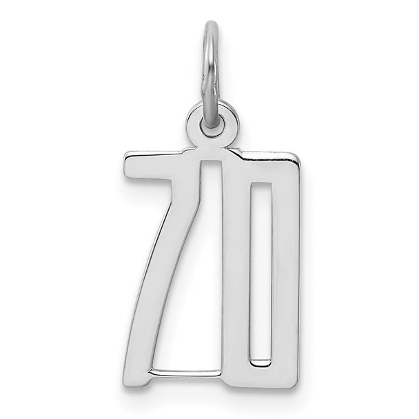 Sterling Silver Rhodium-plated Small Elongated Polished Number 70 Charm