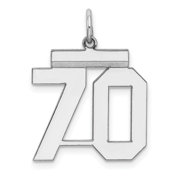 Sterling Silver Rhodium-plated Medium Polished Number 70 Charm