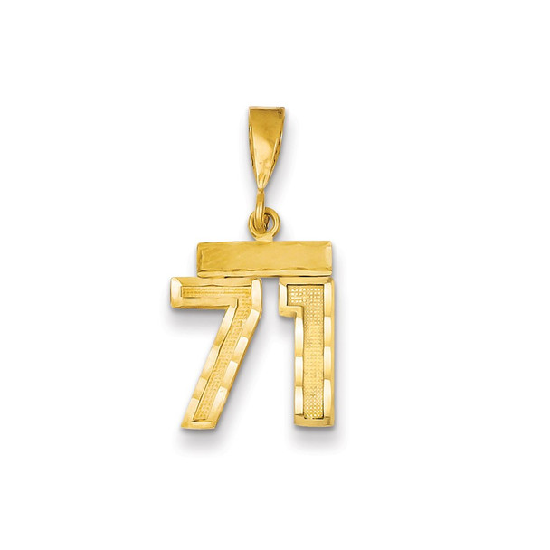 14k Yellow Gold Small Diamond-Cut Number 71 Charm