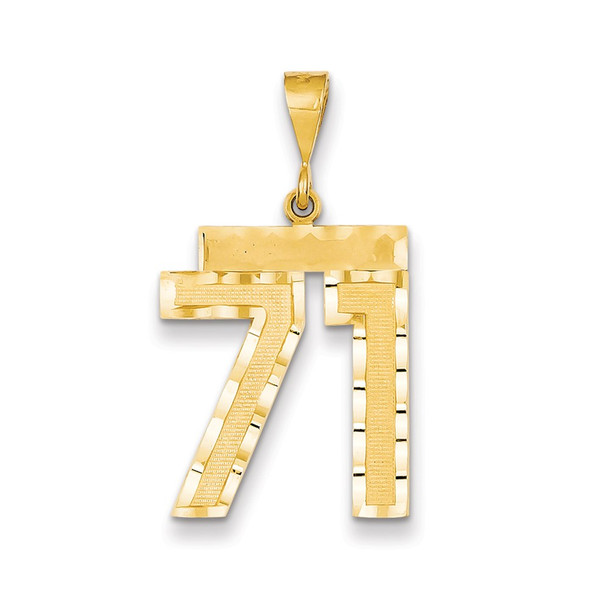 14k Yellow Gold Large Diamond-Cut Number 71 Pendant
