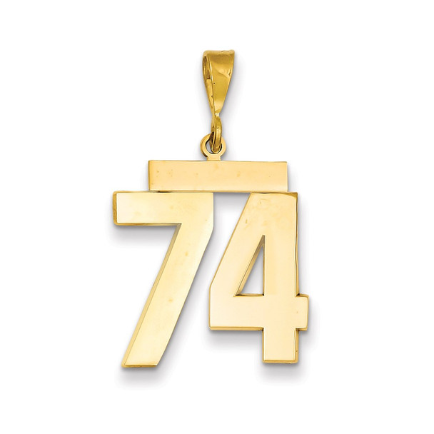 14k Yellow Gold Large Polished Number 74 Charm