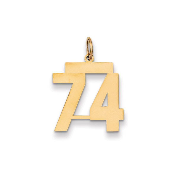14k Yellow Gold Medium Polished Number 74 Charm LM74