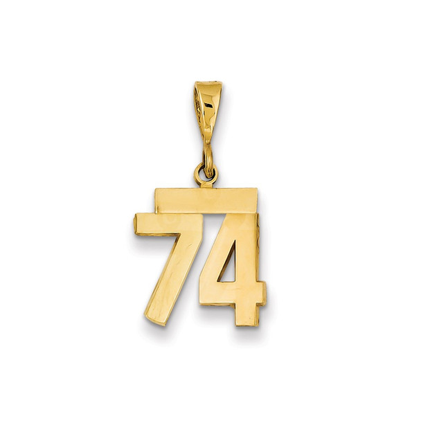 14k Yellow Gold Small Polished Number 74 Charm SP74