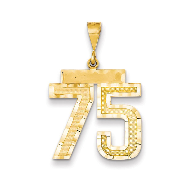 14k Yellow Gold Large Diamond-Cut Number 75 Pendant