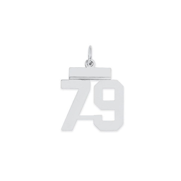 Sterling Silver Rhodium-plated Small Polished Number 79 Charm