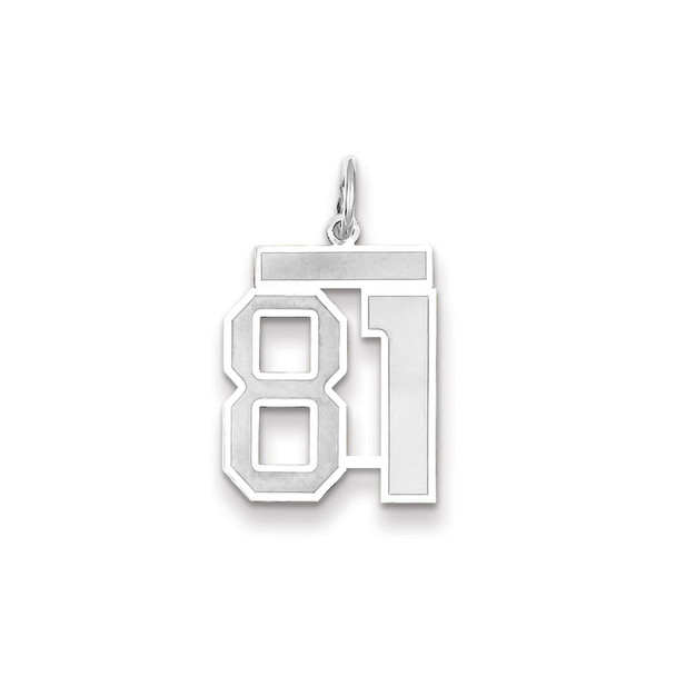 14k White Gold Medium Satin Number 81 Charm