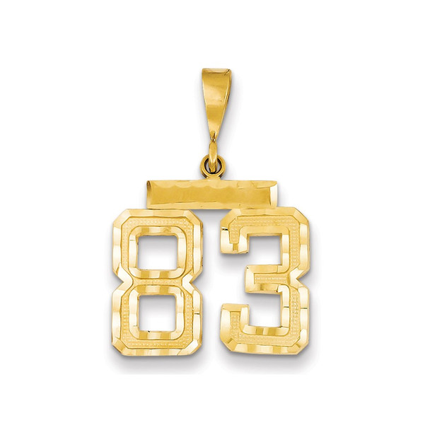 14k Yellow Gold Medium Diamond-Cut Number 83 Charm