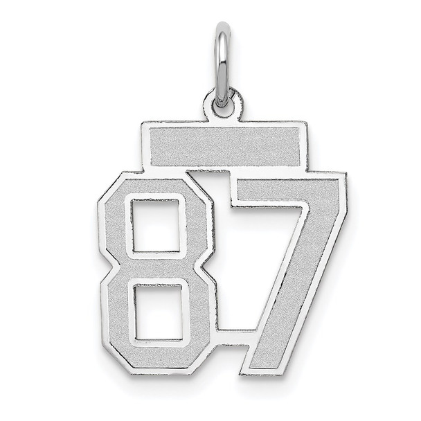 14k White Gold Small Satin Number 87 Charm