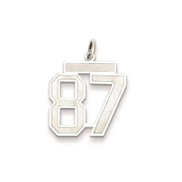 Sterling Silver Rhodium-plated Medium Satin Number 87 Charm