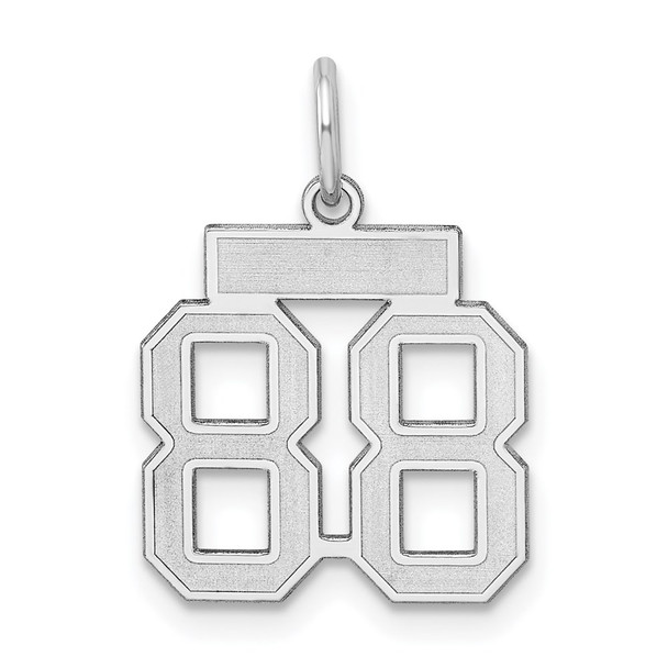 Sterling Silver Rhodium-plated Small Satin Number 88 Charm