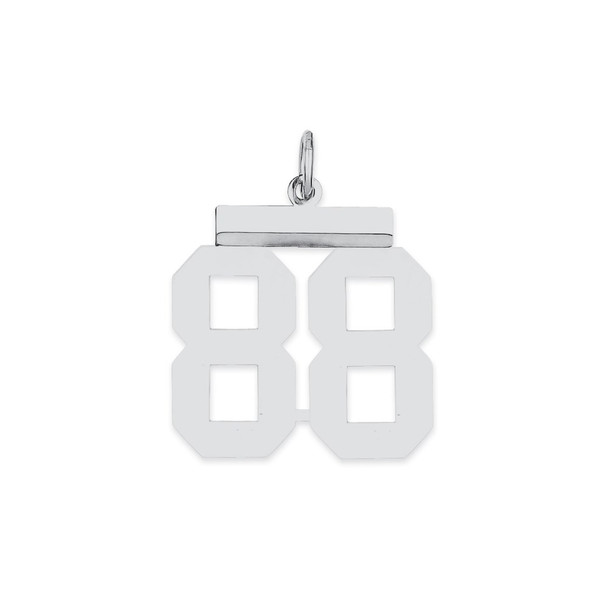 Sterling Silver Rhodium-plated Medium Polished Number 88 Charm