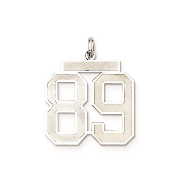 Sterling Silver Rhodium-plated Large Satin Number 89 Charm