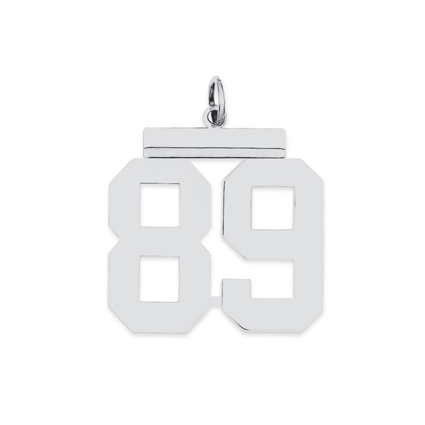 Sterling Silver Rhodium-plated Large Polished Number 89 Charm