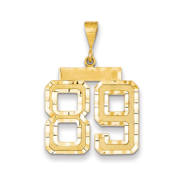 14k Yellow Gold Large Diamond-Cut Number 89 Pendant