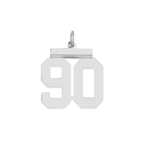 Sterling Silver Rhodium-plated Medium Polished Number 90 Charm
