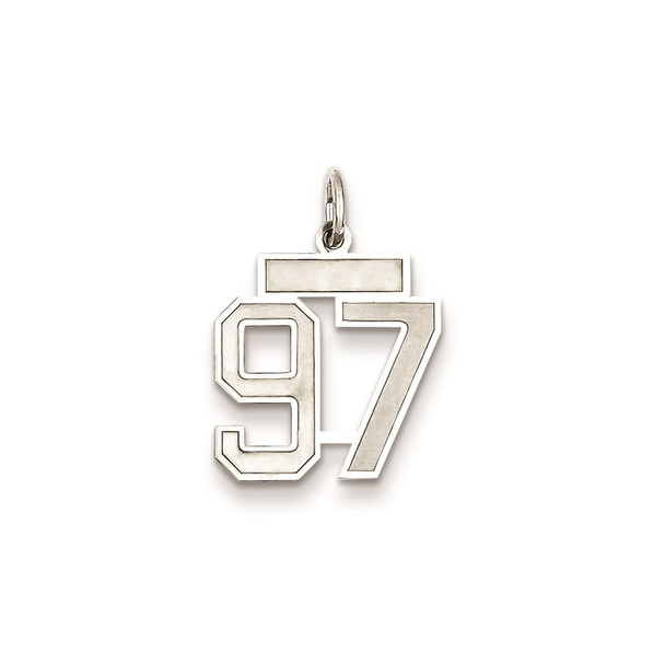 Sterling Silver Rhodium-plated Small Satin Number 97 Charm