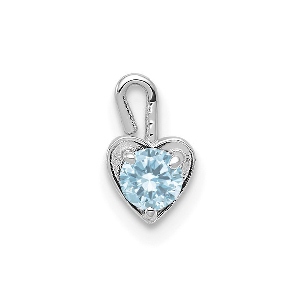 14k White Gold March Simulated Birthstone Heart Charm