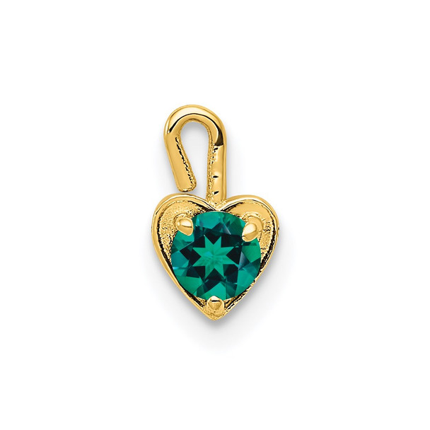 14k Yellow Gold May Simulated Birthstone Heart Charm
