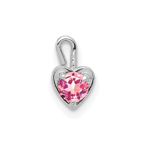 14k White Gold October Simulated Birthstone Heart Charm