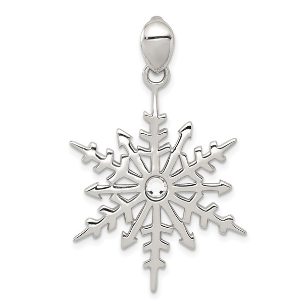 Sterling Silver Snowflake With Stellux Synthetic Crystal Pendant
