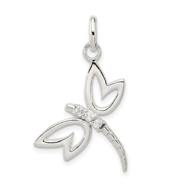 Sterling Silver With CZ Dragonfly Charm