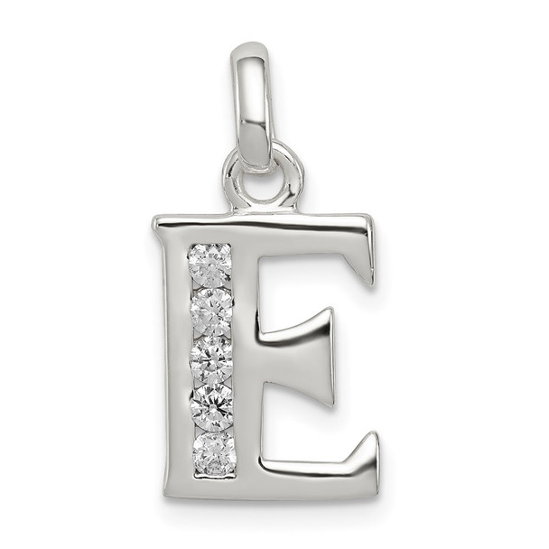 Sterling Silver White CZ Initial E Charm