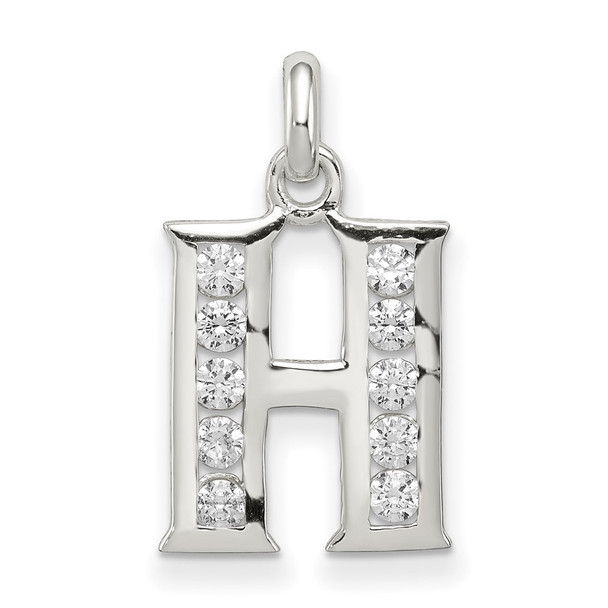 Sterling Silver White CZ Initial H Charm