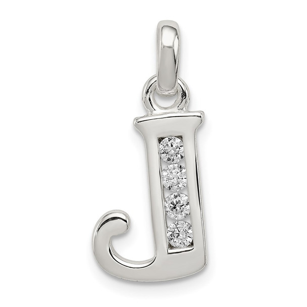 Sterling Silver White CZ Initial J Charm